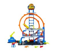 Hot Wheels City Méga Garage JLC05 – 3 niveaux, 37 emplacements 1/64, adaptateurs Speed Snap
