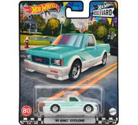 Hot Wheels GJT68-HKF24 GMC Syclone turquoise/blanc 1991 - Boulevard 80 Échelle environ 1:64 Modèle de voiture