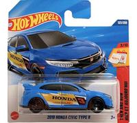 Hot Wheels Honda Civic Type R (FK8) Bleu JBB77 - Modèle Honda sous licence avec décalcomanies de course - Then and Now 2025 - 1:64