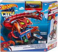 Hot Wheels - Hot Wheels City - Attaque du Scorpion Flexible - Coffret avec Circuit à 2 Pistes de Sortie, 1 Voiture - 60 cm - Cadeau dès 4 Ans, HDR32