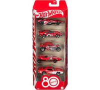 Hot Wheels Coffret de 5 véhicules 80 Ans Mattel, Voitures à l’échelle 1/64 avec décorations et emballages à Collectionner, JGK08