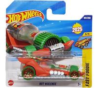 Hot Wheels Hot Wheengs HYW42 Fast Foodie 5/5 Short Card Hotdog Voiture de course Rouge Vert Mattel 2025 1:64