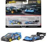 Hot Wheels HRR83 Lot de 2 minicar pour véhicule Volkswagen Jetta MK3 / Volkswagen ID R Bleu 3 ans