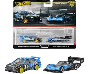 Hot Wheels HRR83 Lot de 2 minicar pour véhicule Volkswagen Jetta MK3 / Volkswagen ID R Bleu 3 ans