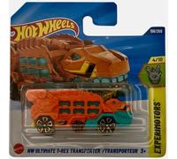 Hot Wheels - HW Ultimate T-Rex Transporter - Experimotors 4/10 - JBC10 - Carte courte - Véhicule de transport dinosaure orange et vert - Mattel 2025-1:64 - Modèle fantaisie au design T-Rex