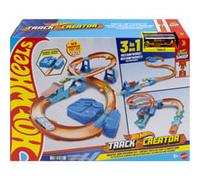 Hot Wheels Sauts en Rafale Coffret de construction de circuit de luxe avec propulseur motorisé, véhicule à l’échelle 1/64 et piste Speed Snap, JDB49