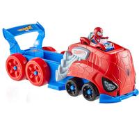 Hot Wheels Jeu de Piste de Voiture Jouet Spider-Man Lanceur et Transporteur à Grande échelle avec véhicule RacerVerse moulé sous Pression