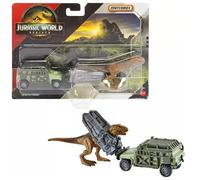 Hot Wheels Jurassic World Rebirth, véhicule et figurine de la collection dinosaure (Tyranno-Hauler Tyrannosaurus Rex)