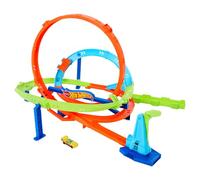 Hot Wheels Let’s Race Netflix - Coffret Circuit Loop Cyclone Challenge Gamme Action Avec Voiture, Échelle 1/64, 2 Modes De Jeu, Rangement Facile, Poignée De Transport, A Partir De 4 Ans, HXM94