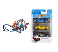 Hot Wheels Looping Infernal, Coffret de Jeu pour Petites Voitures avec Circuit et Pistes & Coffret 3 véhicules, Jouet pour Enfant de Petites Voitures Miniatures, modèle aléatoire, K5904