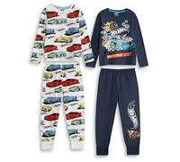 Hot Wheels Lot de 2 Pyjamas Manches Longues et Jambes Longues | Pyjama Multicolore avec Motif, Made to Race » | Vêtements de Nuit pour garçons