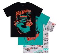 Hot Wheels, Lot de 3 t-Shirts à Manches Courtes pour Enfants - 100% Coton, Multicolor