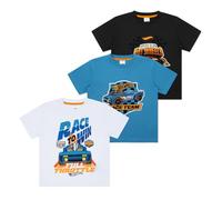 Hot Wheels Lot de 3 t-shirts à manches courtes pour garçons | Produit officiel, bleu/noir/blanc, 5-6 ans