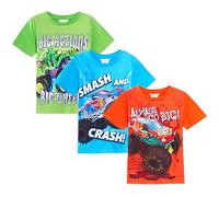 Hot Wheels Lot de 3 t-Shirts Monster Trucks pour Enfants, Manches Courtes