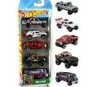 Hot Wheels Lot de 5 goujons de boue [brûleur de sable, Chevy Silverado Off Road, '73 Jeep J10, Custom Ford Bronco, Baja Bison T5] Véhicules jouets moulés sous pression à l'échelle 1:64