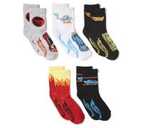 Hot Wheels Lot de 5 paires de chaussettes de course pour garçon, Gris assorti, 6-8.5