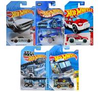 Hot Wheels Lot de 5 variétés aléatoires de mystère assorties sans doublons Les styles peuvent varier (voitures de police, camions de pompiers, trains, avions, hélicoptères, etc.)