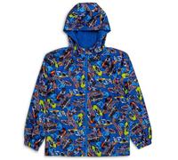 Hot Wheels Manteau de pluie pour garçon | Veste imperméable doublée en polaire avec capuche | Veste de pluie zippée pour enfants | Manteau d'extérieur pour tout-petits garçons, bleu, 3-4 ans