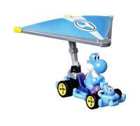 Hot Wheels Mario Kart 1:64 Scale Die-cast Light-Blue Yoshi in Pipe Frame Kart with Super Glider