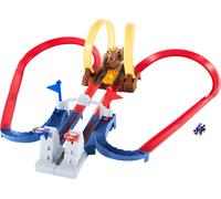 Hot Wheels Mario Kart Bowsers Festung Track-Set incl. voiture jouet, circuit de course automobile