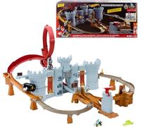 Hot Wheels Mario Kart Château de Bowser Coffret Piste avec Kamek en métal moulé à l’échelle 1/64, Jeu interactif, Rangement pour Plus de 30 véhicules, JHD24