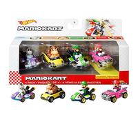 Hot Wheels Mario Kart Coffret 4 Mini-véhicules Skelerex, Donkey Kong, Luigi et Mario échelle 1:64, inspiré par Les Voitures du Jeu, Jouet pour Enfant, GWB37