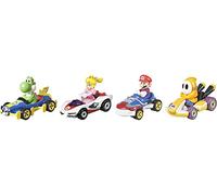 Hot Wheels Mario Kart Coffret 4 Mini-véhicules Yoshi, Peach, Mario et Maskass échelle 1:64, inspiré par Les Voitures du Jeu, Jouet pour Enfant, GWB38