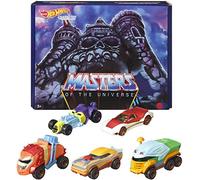 Hot Wheels Masters of the Universe 5-Pack of 1:64 Scale Character Cars, Collectible Vehicles Inspired by He-Man, Skeletor, Man-At-Arms, Beast Man & Teela, Gift for Collectors, Fans & Kids Ages 3 Years