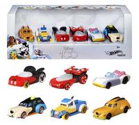 Hot Wheels Mattel Disney Character Cars 6 Pack 1:64 Scale Toy Cars in Collectible Packaging: Mickey Minnie Pluto Daisy Donald & Goofy
