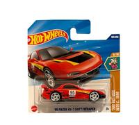 Hot Wheels Mazda RX-7 Drift '95 (JBB57) - 70's vs 90's series 9/10 Rouge avec décalcomanies de course - Echelle 1/64 - Modèle Mazda sous licence