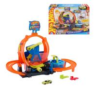 Hot Wheels Méga Looping Station de Lavage, coffret de piste avec véhicule Hot Wheels Color Shifters à l’échelle 1/64, changement de couleur à volonté pendant les cascades et les courses, JTC56