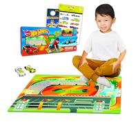 Hot Wheels Mega tapis avec véhicule - Tapis de jeu avec véhicule et 4 feuilles d'autocollants pour voiture de course (kit de jeu Hot Wheels)