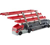 Hot Wheels Mega Transporteur Rouge et Noir, Camion pour Transporter Jusque 50 Petites Voitures, Jouet pour Enfant, CKC09 Exclusivité sur Amazon