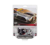 Hot Wheels Mercedes AMG GT3 Evo, Voiture De Collection Premium Réplique Échelle 1/43, Pneus Real Riders, Carrosserie Et Châssis Metal, À Collectionner, Jusqu'À 20 Éléménts Inclus, Jouet Adulte, HMD44