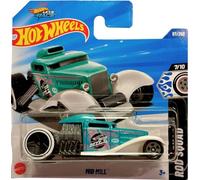 Hot Wheels - Mid Mill - HYX79 - Rod Squad 7/10 - Hot Rod Turquoise Blanc à l'échelle 1:64 - Style Dragster classique avec moteur ouvert - Mattel 2025 (97/250)
