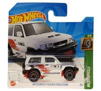 Hot Wheels Mitsubishi Bajero Evolution Mud Studs 3/5 - HKK36 - Carte courte - Blanc - Rally Art - Mattel 2023