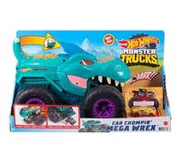 Hot Wheels Monster Trucks Voiture géante Mega Wrex Extrême Capable d'avaler des véhicules échelle 1:64, lumières et Sons, Jouet pour Enfant, GYL13