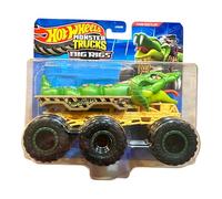 Hot Wheels Monster Trucks Big Rigs, Camion remorque à l'échelle 1:64 avec 6 roues (hochet de cage)