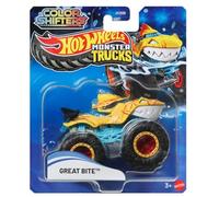Hot Wheels Monster Trucks Color Shifters - Great Bite [Shark] - Changement de couleur lorsqu'il est exposé à l'eau ! Véhicule jouet moulé sous pression à l'échelle 1:64