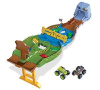 Hot Wheels Monster Trucks Course Démolition Coffret avec Monster Trucks Bigfoot et Gunkster pour des Duels acharnés, Jouet pour Enfants à partir de 4 Ans, HJG32