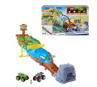 Hot Wheels Monster Trucks Course Démolition Coffret avec Monster Trucks Bigfoot et Gunkster pour des Duels acharnés, Jouet pour Enfants à partir de 4 Ans, HJG32