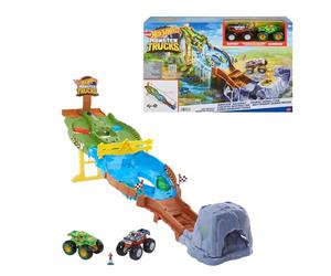 Hot Wheels Monster Trucks Course Démolition Coffret avec Monster Trucks Bigfoot et Gunkster pour des Duels acharnés, Jouet pour Enfants à partir de 4 Ans, HJG32