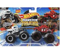 Hot Wheels Monster Trucks Demolition Double - Échelle 1:64, Bone Shaker vs Skelesaurus Power Smashers Metal Cars