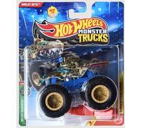 Hot Wheels Monster Trucks Great Bite Shark [Leopard] Beast Bashers 3/6 - Comprend une voiture écrasée - Véhicule jouet moulé sous pression à l'échelle 1:64