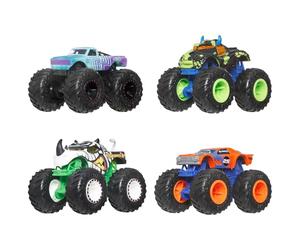 Hot Wheels Monster Trucks Half Hazards Multipack de 4 | Pack de 4 camions Monster Trucks à l’échelle 1:64, roues géantes et designs cool, JJT67