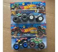 Hot Wheels Monster Trucks, lot de 2 modèles de voitures de course en alliage moulé sous pression, véhicules tout-terrain à collectionner, jouets pour garçons et filles, Fyj64 JJT59