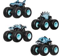 Hot Wheels Monster Trucks, lot de 4 camions jouets à l'échelle 1:64, lot de 4 véhicules sur le thème des rayons X, roues géantes, personnages préférés et designs cool