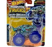 Hot Wheels Monster Trucks Mega-Wrex 2024, Power Smashers, comprend une voiture écrasée