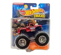 Hot Wheels Monster Trucks Ramblin' Wrecker, HWMT Back to Basics 2/6, avec voiture écrasée, moulé sous pression