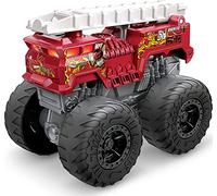 Hot Wheels Monster Trucks Roarin’ Wreckers 5 Alarm 1:43 Scale Fire Truck with Lights & Sounds, Plays Theme Song, Toy for Kids 3 Years Old & Older